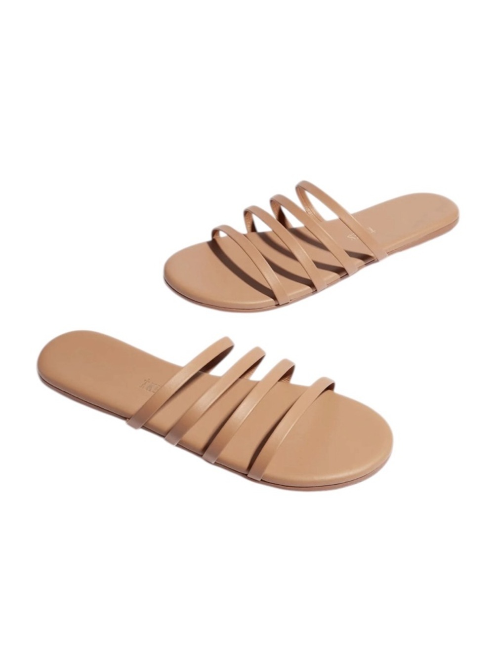 TKEES Leather Senna Flat Sandals in Cocobutter Tan Size 7